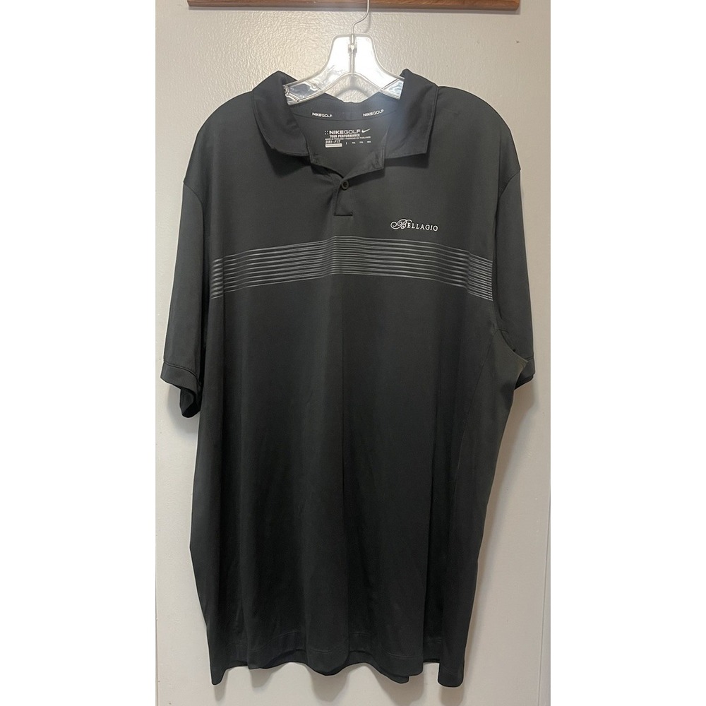 Nike Golf Dri Fit Polo Black With Bellagio Logo Men's Size 2 Xl
